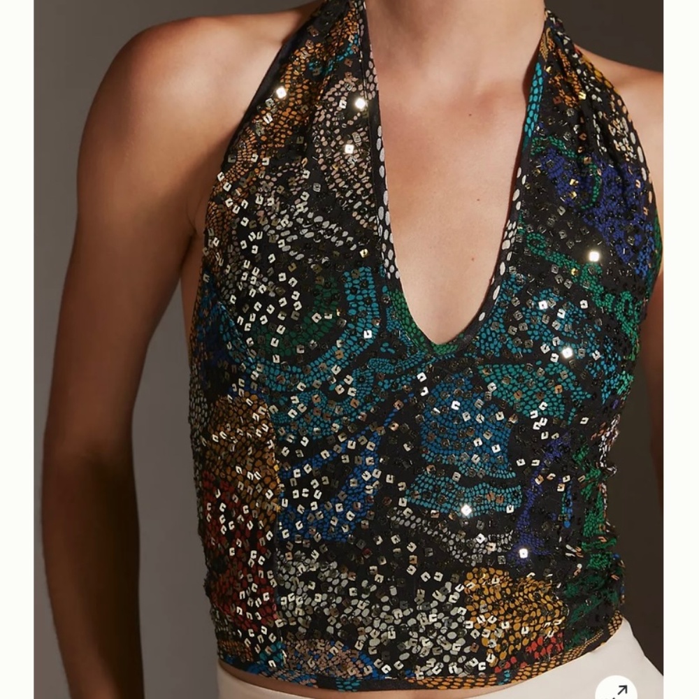 Verb by Pallavi Singhee Printed Sequin Halter Top